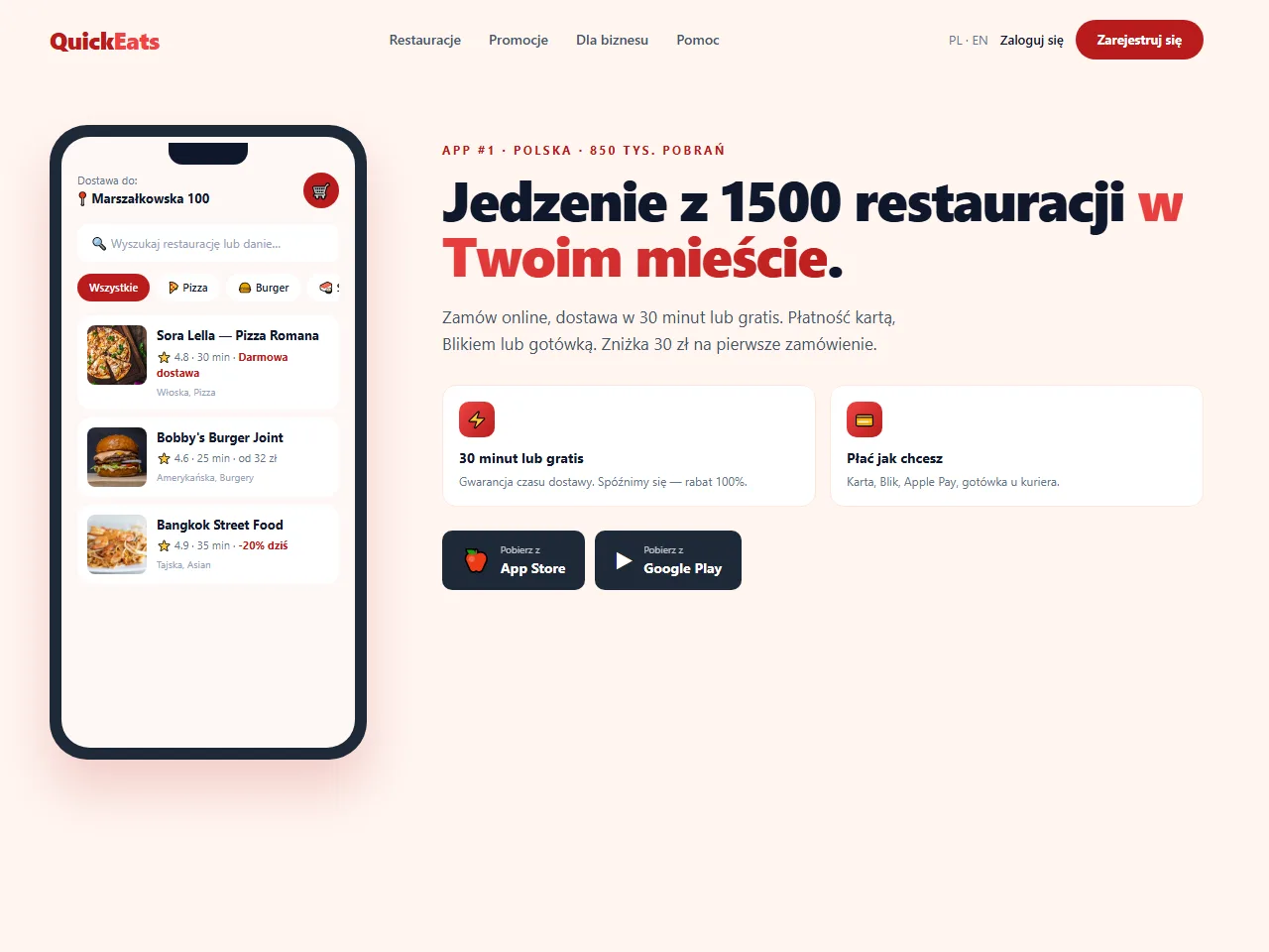 Wizualizacja — Aplikacja dostaw jedzenia